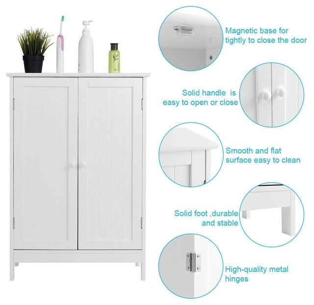 Bathroom Floor Storage Double Door Cupboard Cabinet - Transitional ... intended for How to Choose the Right Bathroom Cabinet for Your Space and Needs