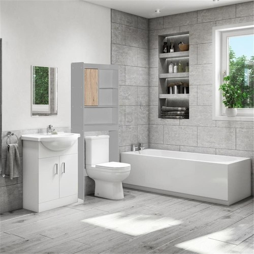 Better Home Products Ace Over The Toilet Storage Cabinet In Light Gray ... throughout Ace Over-The-Toilet Storage Cabinet In Light Gray & Natural Oak