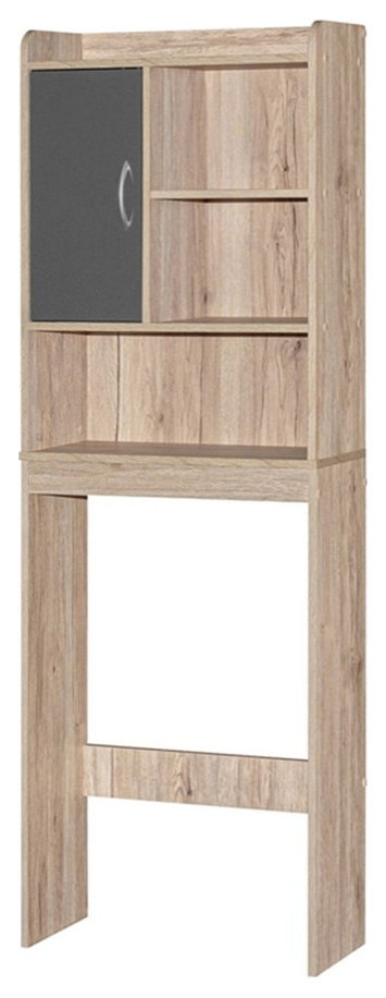 Better Home Products Ace Over The Toilet Storage Cabinet In Oak & Dark ... throughout Understanding the Benefits of Light Gray and Natural Oak Storage Solutions