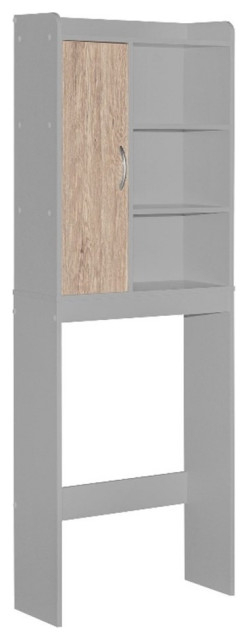 Better Home Products Ace Over The Toilet Storage Shelf In Light Gray ... intended for Ace Over-The-Toilet Storage Cabinet In Light Gray & Natural Oak