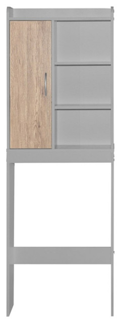 Better Home Products Ace Over The Toilet Storage Shelf In Light Gray ... pertaining to Ace Over-The-Toilet Storage Cabinet In Light Gray & Natural Oak