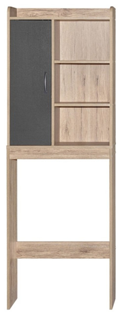Better Home Products Ace Over The Toilet Storage Shelf In Oak & Dark ... within Ace Over-The-Toilet Storage Cabinet In Light Gray & Natural Oak