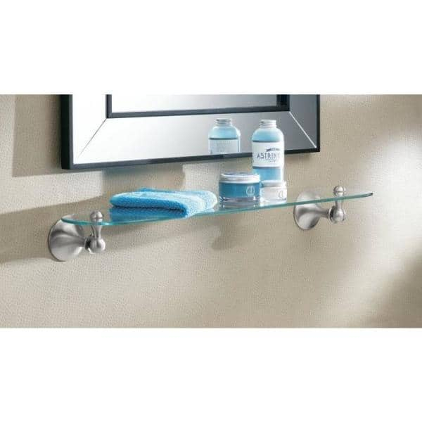 Brushed Nickel - Bathroom Shelves - The Home Depot intended for Moen Lounge 24" Glass Vanity Shelf, Brushed Nickel - Dn7790Bn
