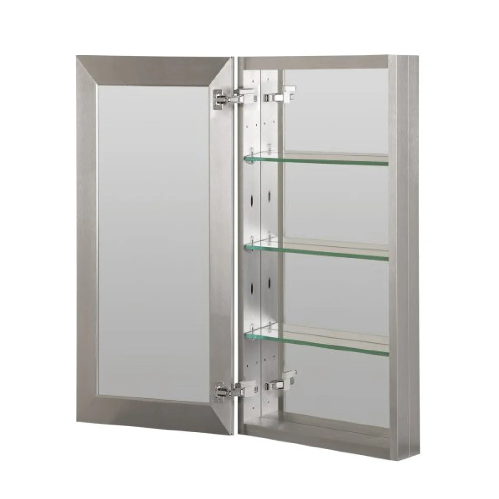 Brushed Nickel Mirrored Medicine Cabinet - 15" X 36" - Schillings pertaining to Depot E-Shop Harbor Medicine Cabinet, Mirror Four Internal Shelves, One-Door