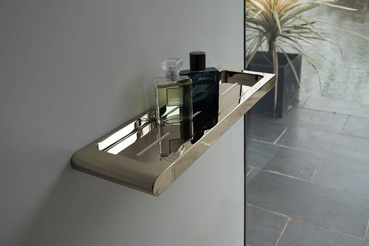 Brushed Nickel Wall Shelves Moen Brushed Nickel 24" Towel Shelf with Moen Lounge 24" Glass Vanity Shelf, Brushed Nickel - Dn7790Bn