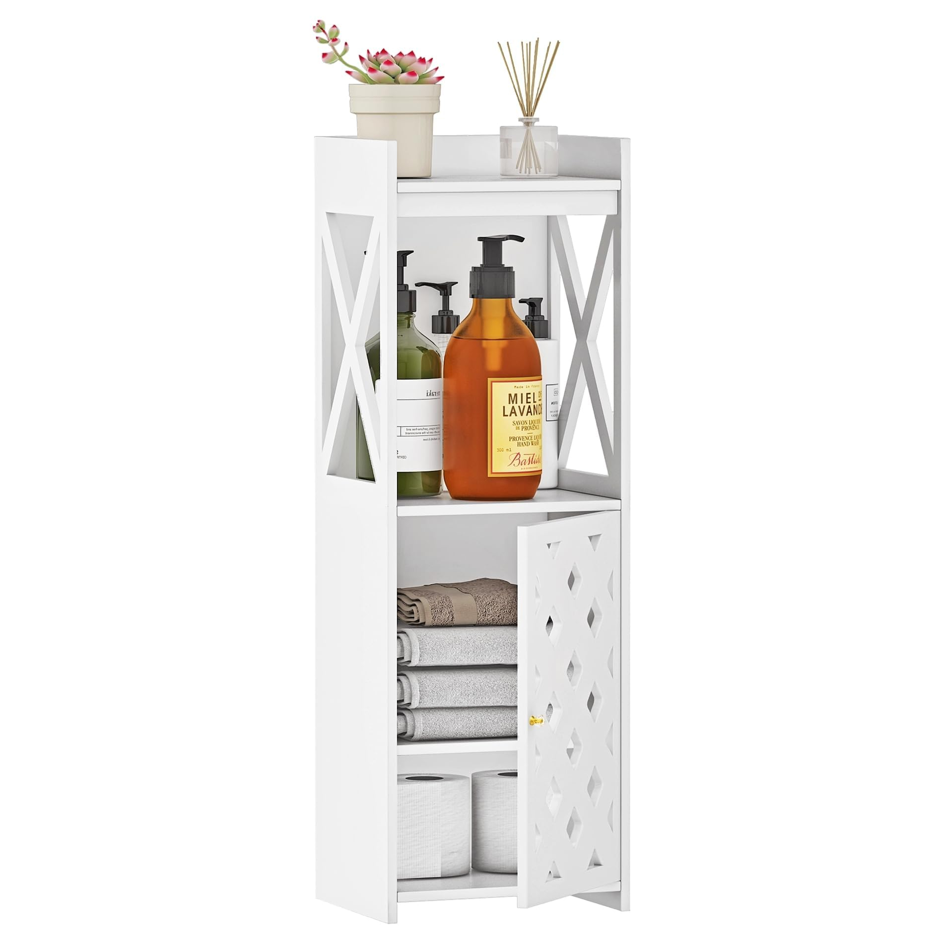 Byfu Bathroom Storage Cabinet, White Bathroom Floor Cabinet ... pertaining to Vega Bathroom Storage Cabinet Organizer, White