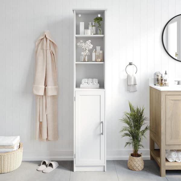 Carnegy Avenue Vega 15 In. W X 9 In. D X 70 In. H Engineered Wood Linen ... with regard to Vega Bathroom Storage Cabinet, White