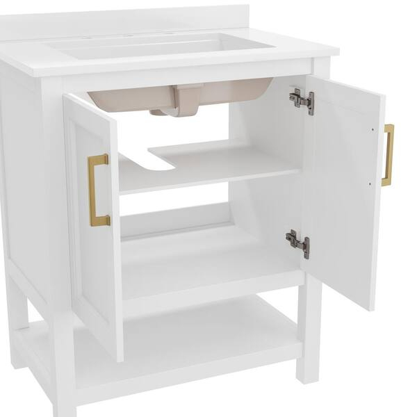 Carnegy Avenue Vega 30 In. Bathroom Vanity With Sink Combo, Storage ... inside Vega Bathroom Storage Cabinet, White