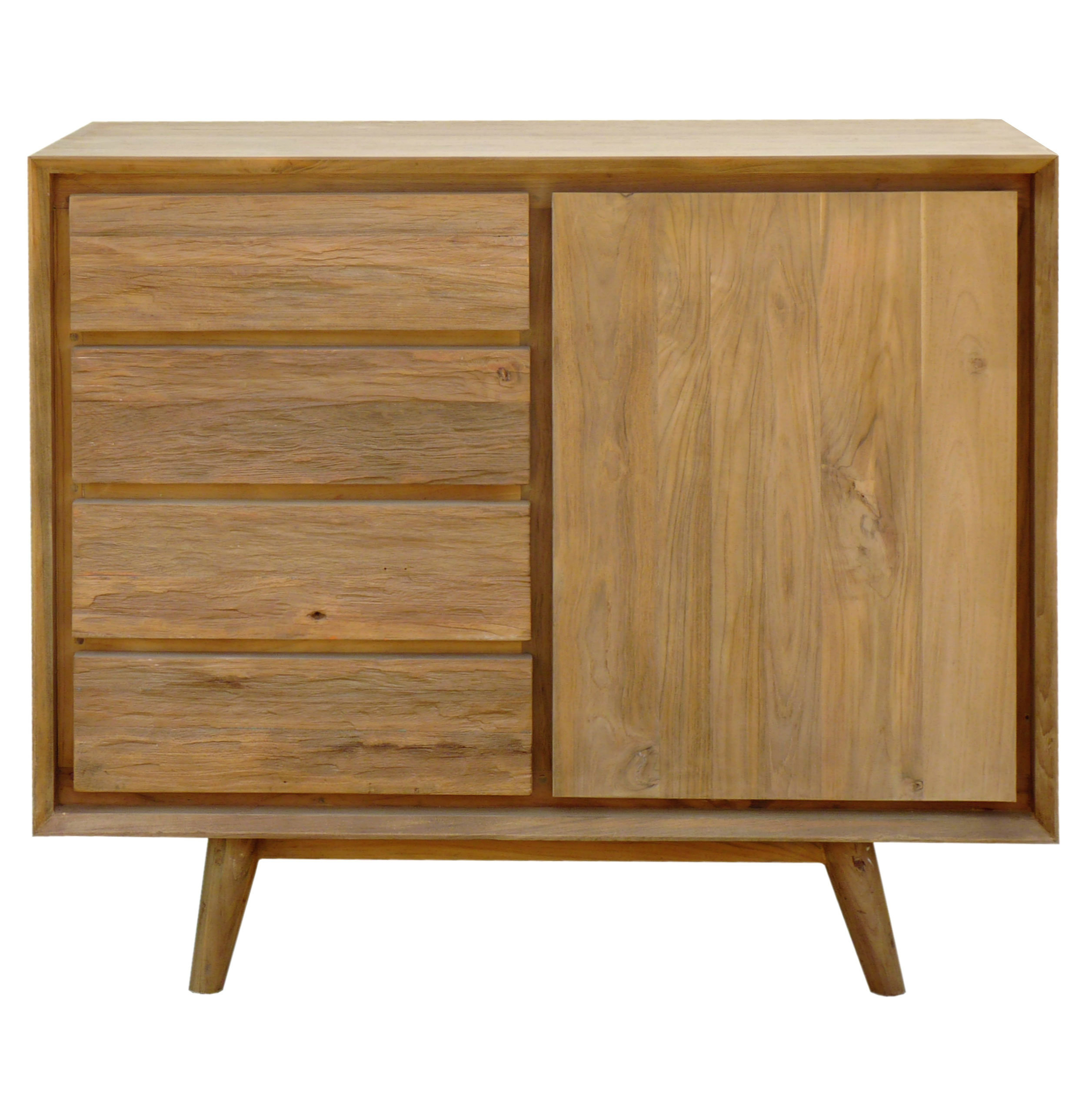 Chic Teak Recycled Teak Wood Gizos Small Linen Cabinet With 1 Door & 4 ... intended for How Recycled Teak Wood Cabinets Are Transforming Modern Bathroom Design