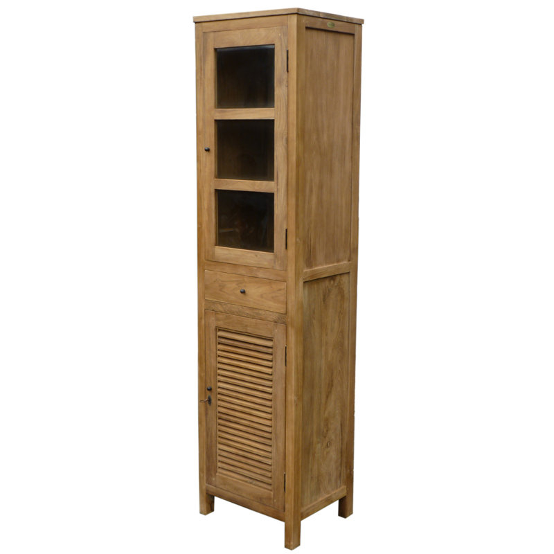 Chic Teak Recycled Teak Wood Lumbrera Vertical Bathroom Linen Cabinet ... in How Recycled Teak Wood Cabinets Are Transforming Modern Bathroom Design