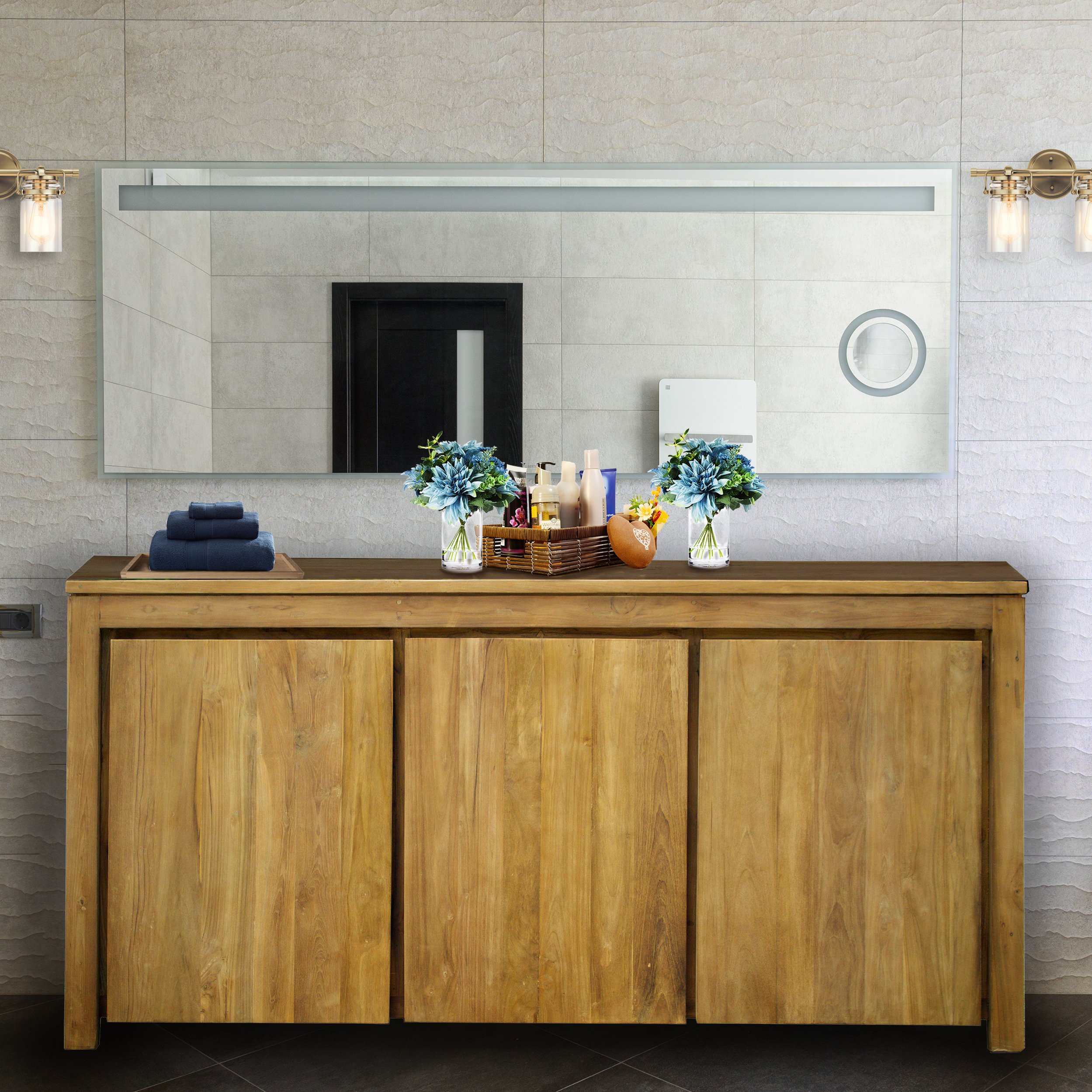 Chic Teak Recycled Teak Wood Valencia Bathroom Linen Cabinet With 3 ... in How Recycled Teak Wood Cabinets Are Transforming Modern Bathroom Design