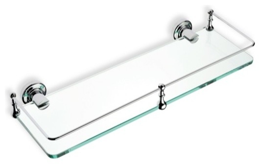 Chrome And Glass Bathroom Storage – Rispa in Secret Bath, 24" Polished Chrome And Glass Bathroom Shelf