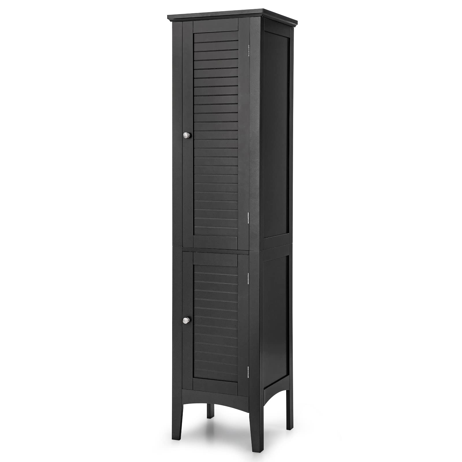 Costway Bathroom Tall Cabinet, Freestanding Storage Cupboard With 2 ... for Home Square 2 Piece Tall Bathroom Cabinet Set In Black