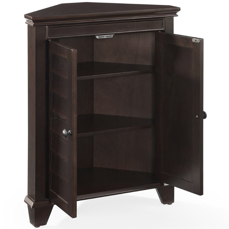 Crosley Lydia 2 Door Corner Storage Cabinet In Espresso - Cf7021-Es with regard to Building Your Own Lydia Corner Cabinet Espresso Experience at Home