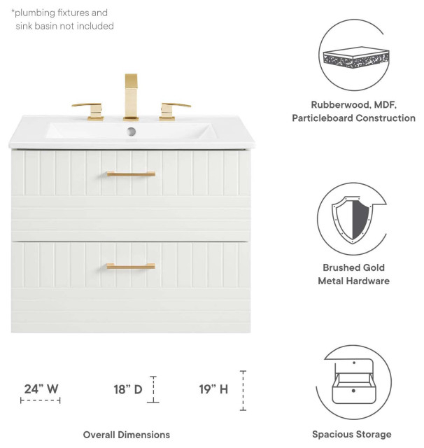 Daybreak 24" Wall-Mount, White - Contemporary - Bathroom Vanities And ... in Daybreak 24" Bathroom Vanity Cabinet