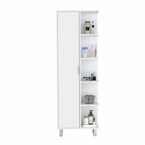 Depot E-Shop Linen Cabinet 63 H, With 1 Door And 9 Shelves, White,, 1 ... pertaining to Depot E-Shop New Haven Linen Cabinet