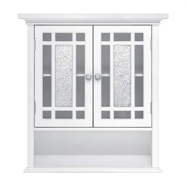 Dracelo 22 In. W X 7 In. D X 24 In. H White Wood Wall Mounted Bathroom ... pertaining to Understanding the practical advantages of 22 inch bathroom storage units
