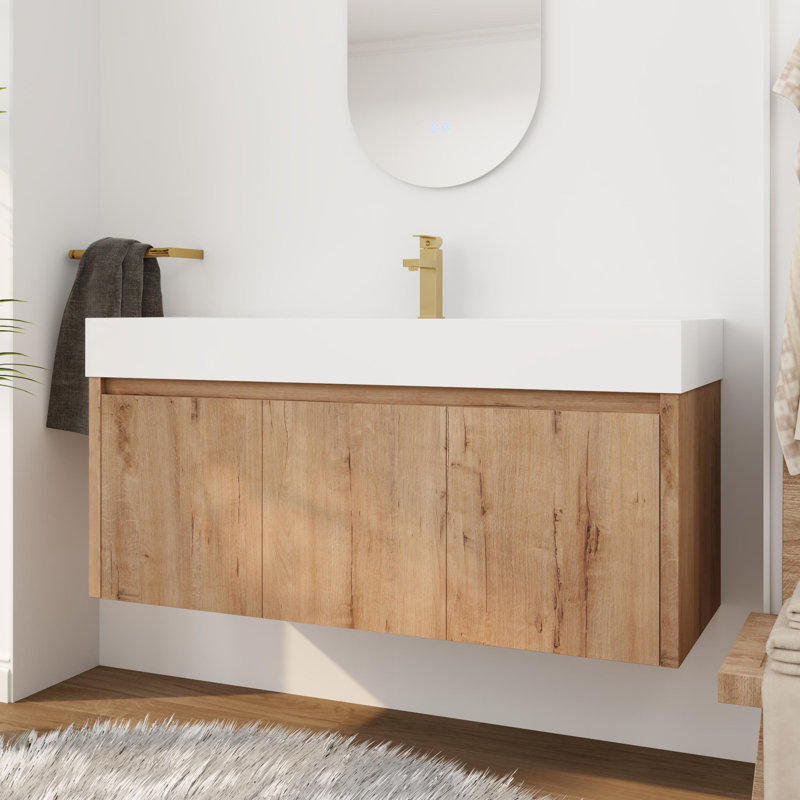 Ebern Designs Burlwood 48" Single Wall Mounted Bathroom Vanity Set ... inside Designing with Purpose: The Art of Choosing Your Perfect Bathroom Vanity