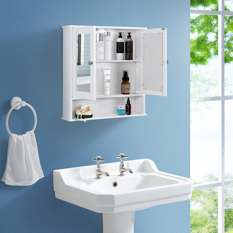 Ebern Designs Nedaa Wall Mounted Bathroom Cabinet | Wayfair regarding Wall-Mounted Bathroom Cabinet, Compact Storage Organizer For Toiletries