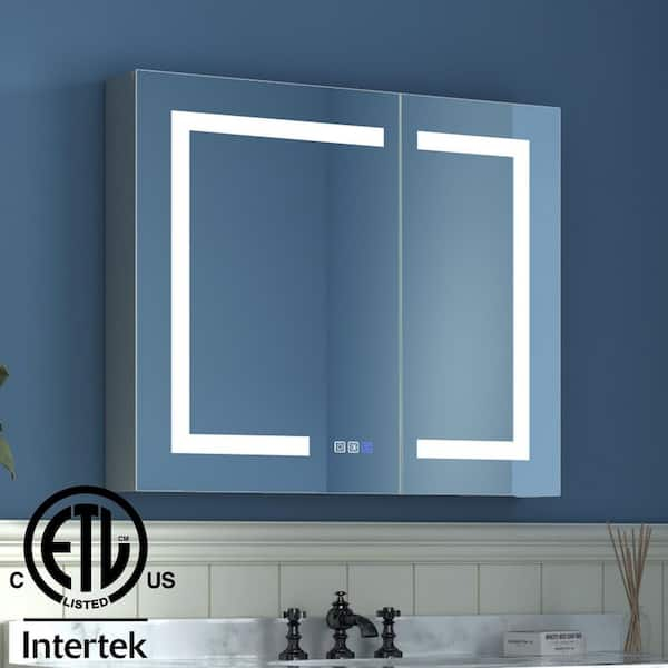 Exbrite 30 In. W X 26 In. H Medium Rectangular Silver Aluminum Recessed ... with regard to 30" Aluminum Surface Mount Medicine Cabinet, Mirrors And Shelves