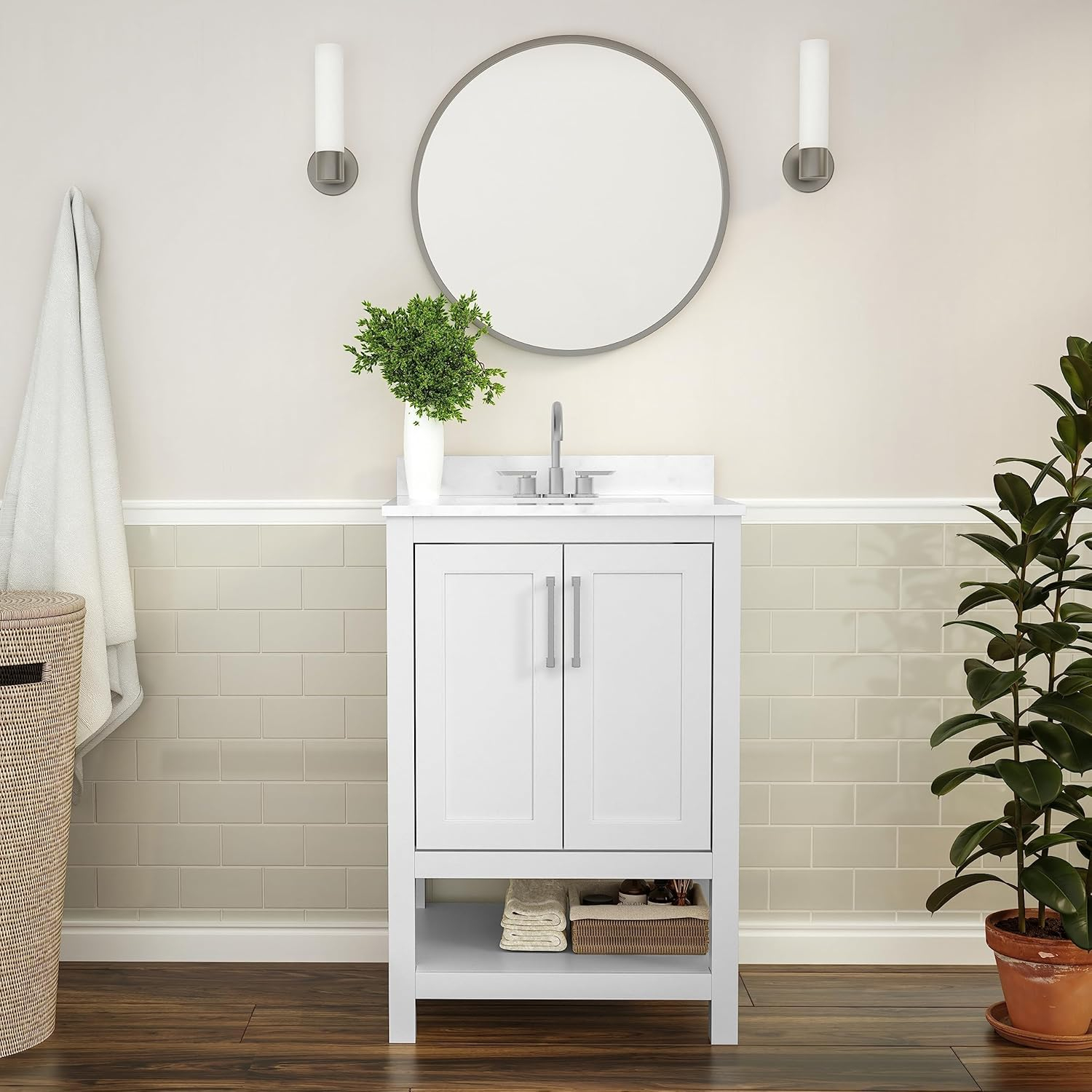 Flash Furniture Vega 24 Inch Bathroom Vanity With Sink Combo, Storage ... intended for Vega Bathroom Storage Cabinet, White