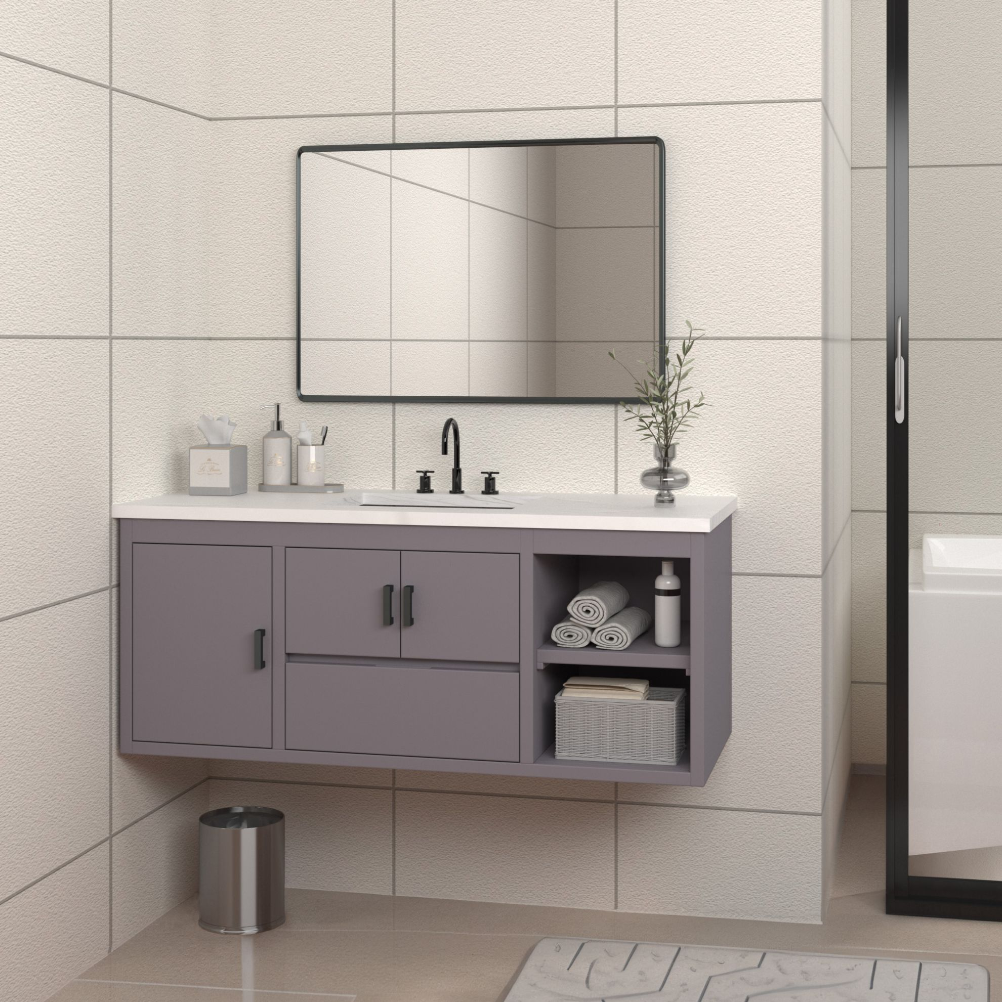 Floating Vanity With Sink 48"Mid Century Modern Wall-Mounted Bathroom ... regarding Designing with Purpose: The Art of Choosing Your Perfect Bathroom Vanity