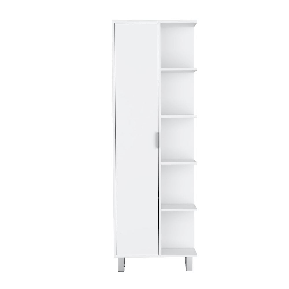 Fm Furniture Randall Linen Cabinet With 1 Door And 9 Shelves White ... within Understanding the Legacy of Randall Linen Cabinet in American Furniture History