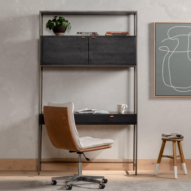 Four Hands Trey Modular Wall Desk, Black Wash Poplar | Chairish for Trey Modular Wall Desk-Black Wash Poplar