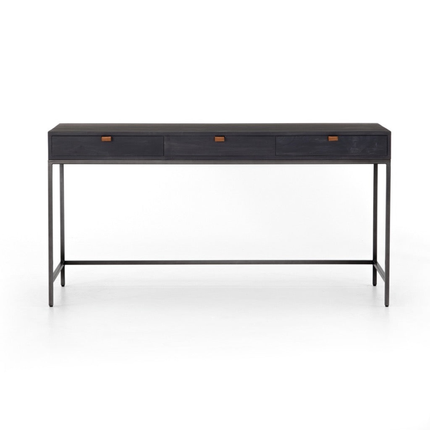 Four Hands Trey Modular Writing Desk Black Wash Poplar - Aptdeco with regard to Trey Modular Wall Desk-Black Wash Poplar