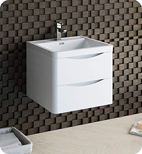 Fresca Tuscany 24" Glossy White Wall Hung Modern Bathroom Cabinet W ... in Fresca Fcb9024Wh Tuscany 24" Glossy White Wall Hung Modern Bathroom Cabinet