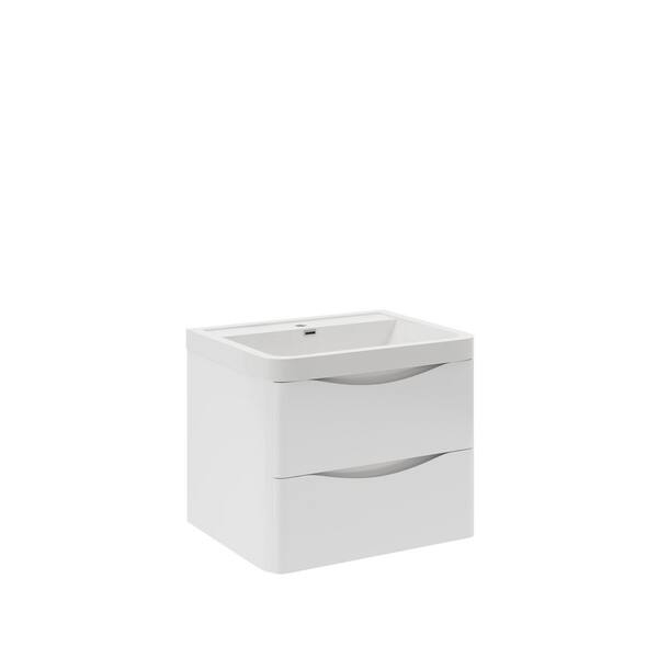 Fresca Tuscany 24 In. Modern Wall Hung Vanity In Glossy White With ... inside Fresca Fcb9024Wh Tuscany 24" Glossy White Wall Hung Modern Bathroom Cabinet