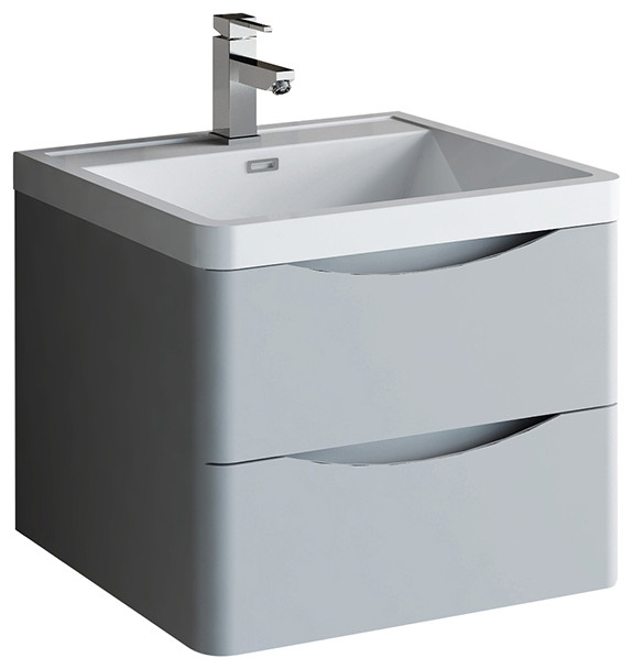 Fresca Tuscany 24" Wall Hung Cabinet With Integrated Sink - Modern ... intended for The role of wall hung cabinets in small bathroom renovations