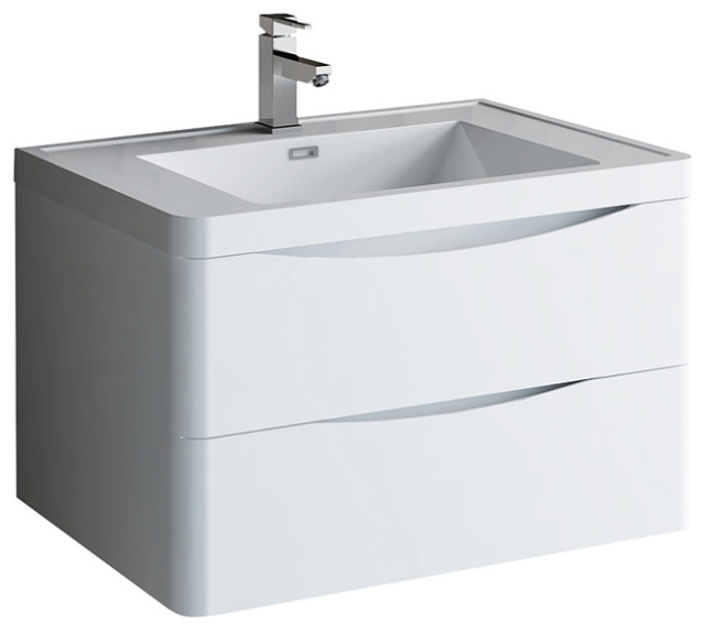 Fresca Tuscany 32" Wall Hung Cabinet With Integrated Sink - Modern ... within The role of wall hung cabinets in small bathroom renovations