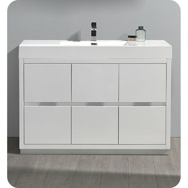 Fresca Valencia 48" Glossy White Freestanding Single Modern Bathroom ... pertaining to Fresca Fcb8436Wh Valencia 36" Glossy White Free Standing Bathroom Cabinet