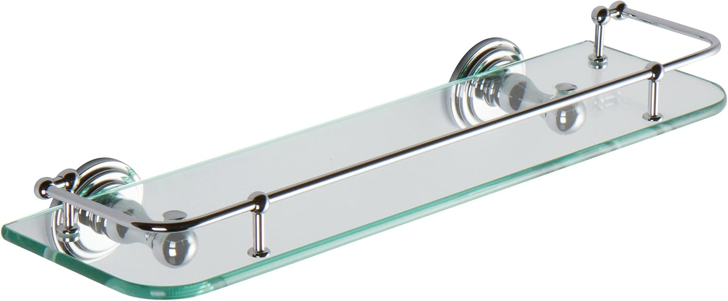 Ginger, 1135T-24/Pc, Chelsea 24" Glass Shelf With Rail, Polished Chrome ... with Secret Bath, 24" Polished Chrome And Glass Bathroom Shelf