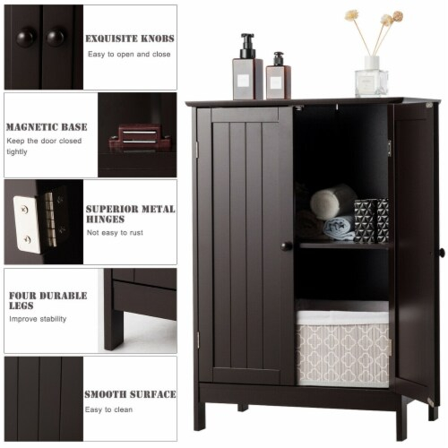 Gymax Bathroom Floor Storage Cabinet Double Door Kitchen Cupboard Shoe ... within Bathroom Floor Storage Double Door Cupboard Cabinet