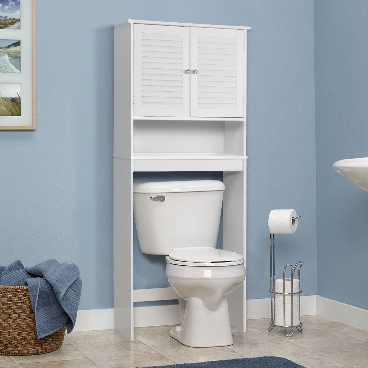 Gymax Bathroom Space Saver Over The Toilet Shelved Storage Cabinet ... with Transforming Compact Spaces Through Clever Storage Design