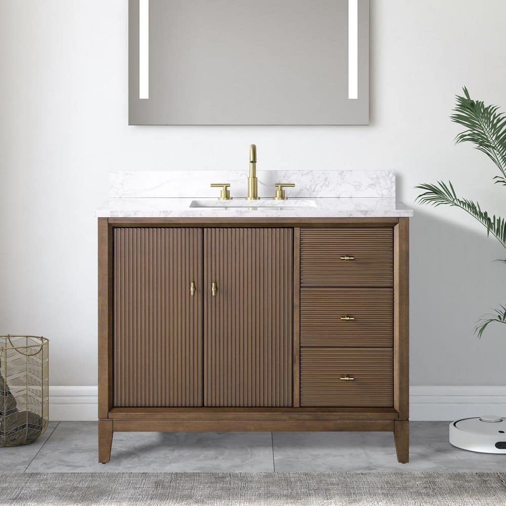Have A Question About Vanity Art 42 In. W X 34 In. H Single Sink Walnut ... throughout Vanity Art Vanity Cabinet, 12", Brown