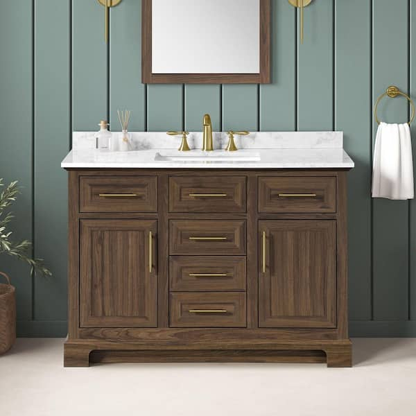 Home Decorators Collection Doveton 48 In. Single Sink Dark Walnut Bath ... within Understanding the Shawbridge Collection Bathroom Drawer System