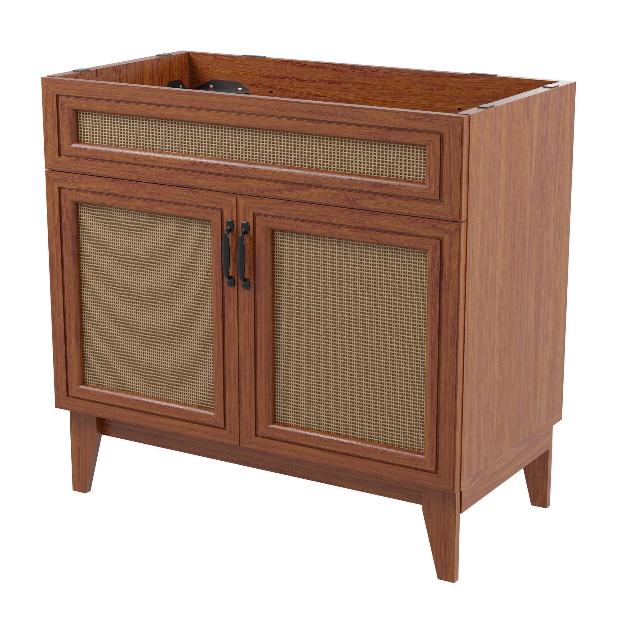 Javer 36 In. W X 18 In. D X 33 In. H Rattan Modern Farmhouse 2-Shelf ... regarding 36" Modern 2-Shelf Bath Vanity Cabinet Only (Sink Basin Not Included), Walnut