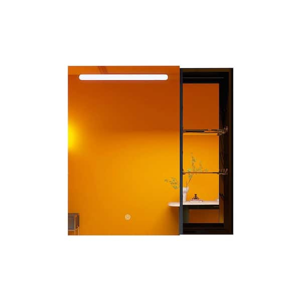 Jimsmaison 30 In. W X 30 In. H Square Black Aluminum Surface Mount ... pertaining to 30" Aluminum Surface Mount Medicine Cabinet, Mirrors And Shelves