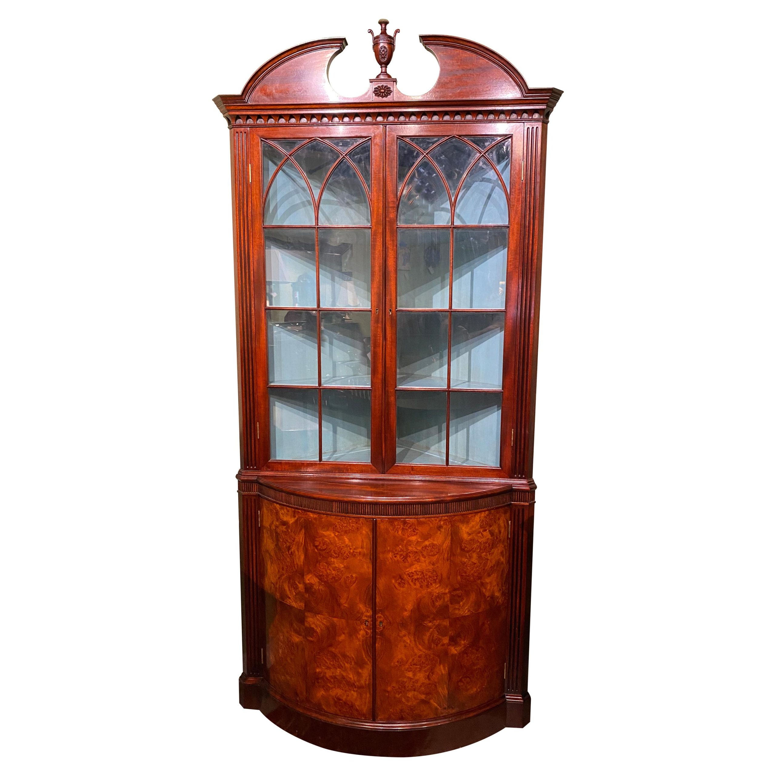 Joseph Gerte Boston Ma Custom Mahogany And Burled Walnut Corner Cabinet ... in Boston 19" Storage Cabinet, Walnut