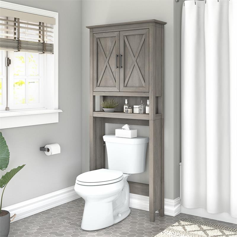 Key West Over The Toilet Storage Cabinet In Driftwood Gray - Engineered ... for Key West Over The Toilet Storage Cabinet In White Ash - Engineered Wood
