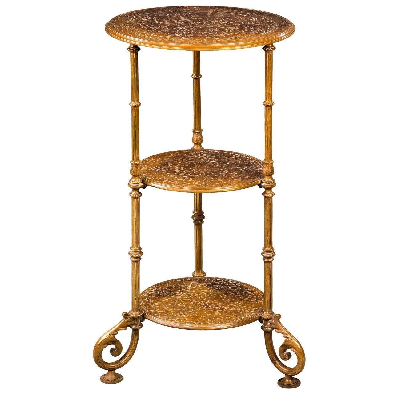 Late 19Th Century Bronze Three-Tier Etagere At 1Stdibs for Creating Visual Interest with Three Tier Etagere Displays