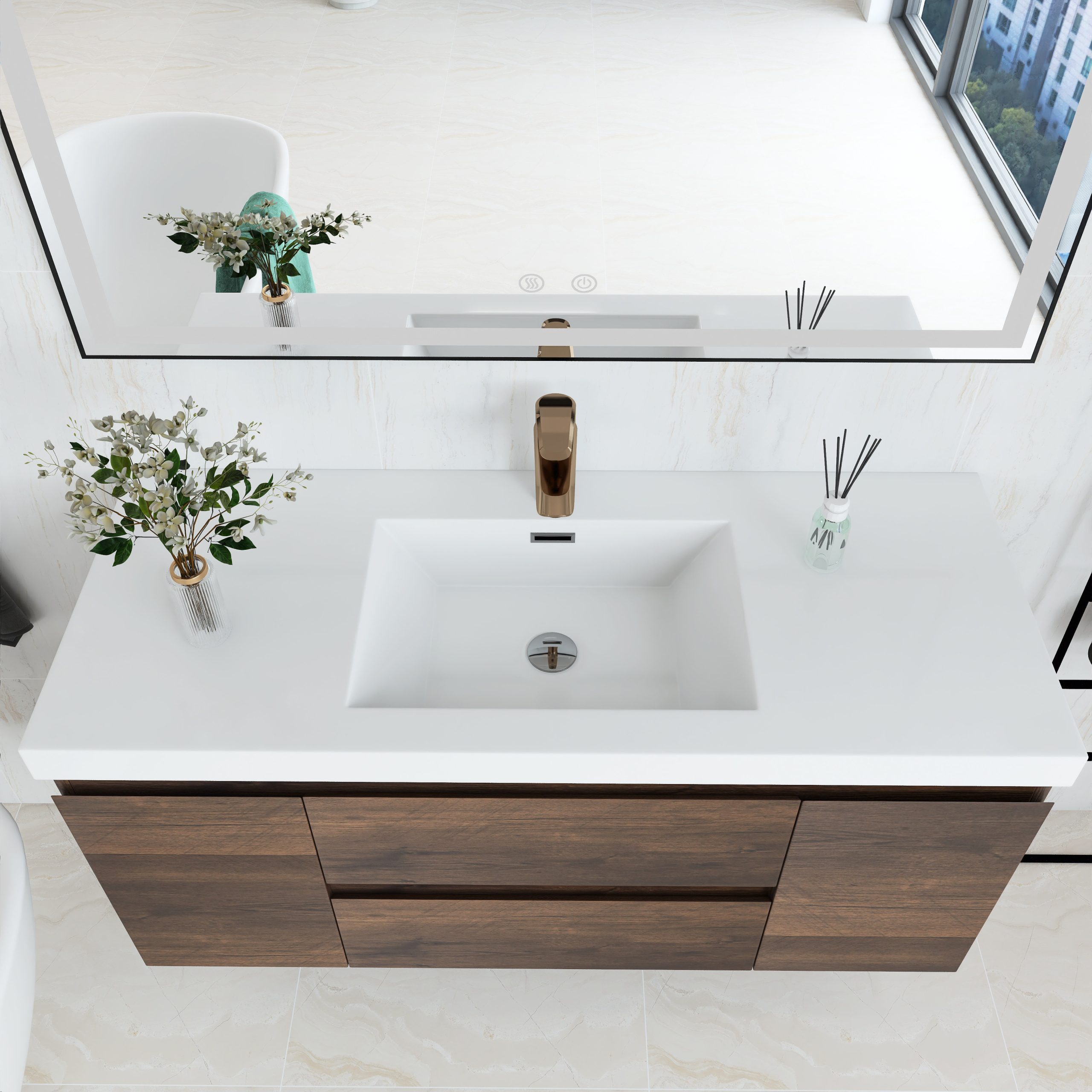 Latitude Run® Scottsburg 48'' Single Sink Wall Mounted Bathroom Vanity ... in Designing with Purpose: The Art of Choosing Your Perfect Bathroom Vanity