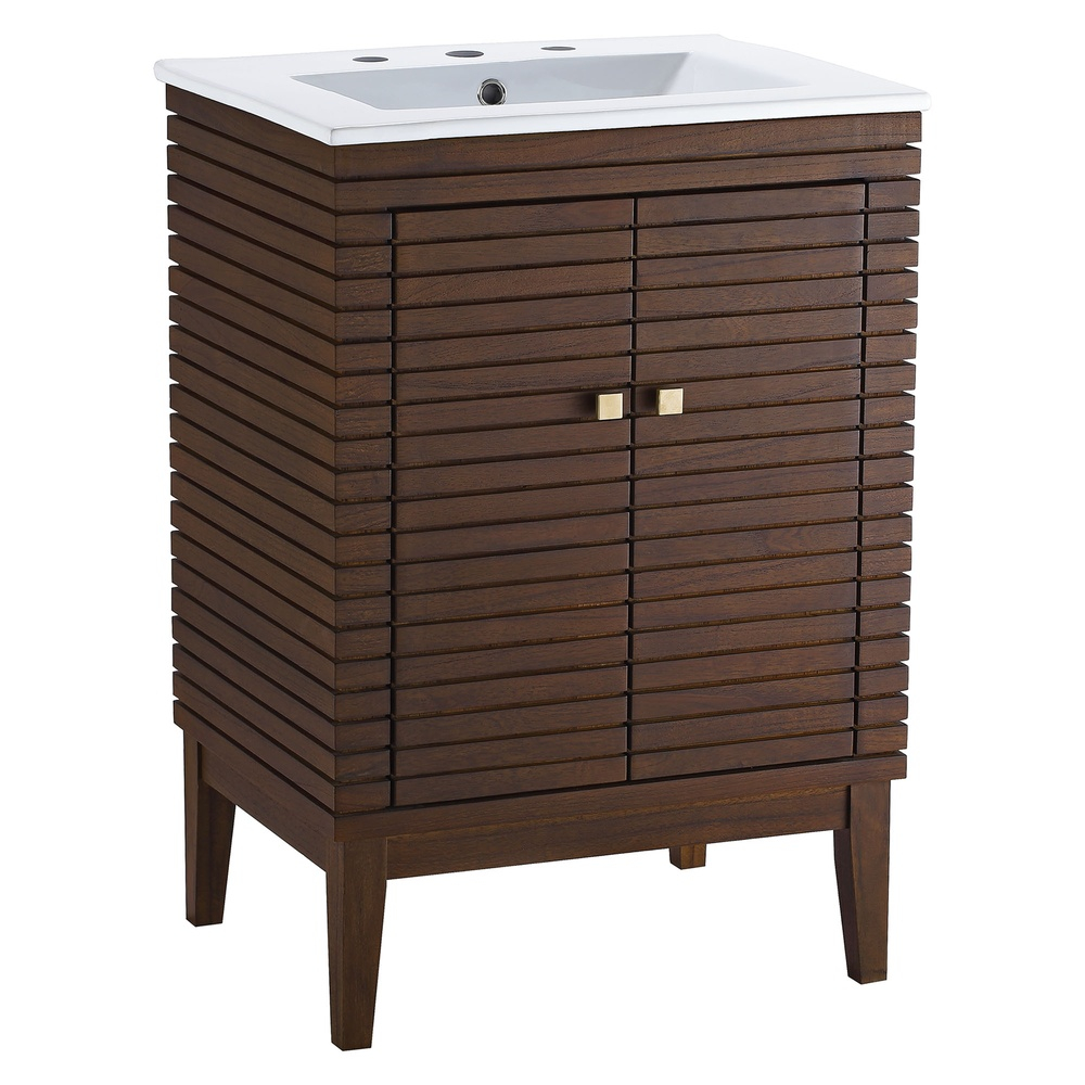 Ledger 24" Bathroom Vanity In Walnut White - Modern In Designs inside Understanding the Appeal of Walnut Finish in Modern Bathroom Design