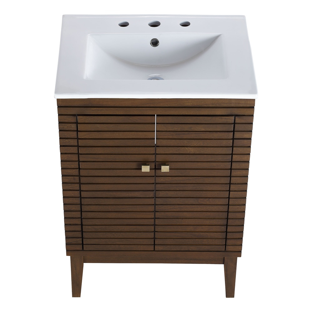 Ledger 24" Bathroom Vanity In Walnut White - Modern In Designs pertaining to Understanding the Appeal of Walnut Finish in Modern Bathroom Design