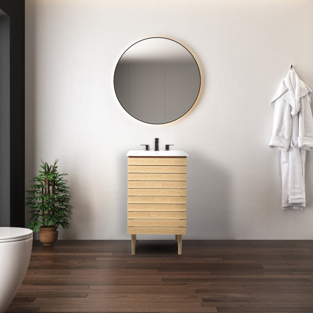 Linear Slat Modern 2-Shelf Bath Vanity Cabinet Only, Sink Basin Not ... inside 20" Linear Slat Modern 2-Shelf Bath Vanity Cabinet Only, Sink Basin Not Included