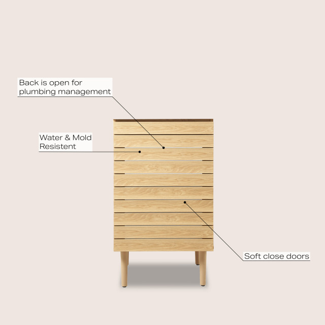 Linear Slat Modern 2-Shelf Bath Vanity Cabinet Only, Sink Basin Not ... with 20" Linear Slat Modern 2-Shelf Bath Vanity Cabinet Only, Sink Basin Not Included