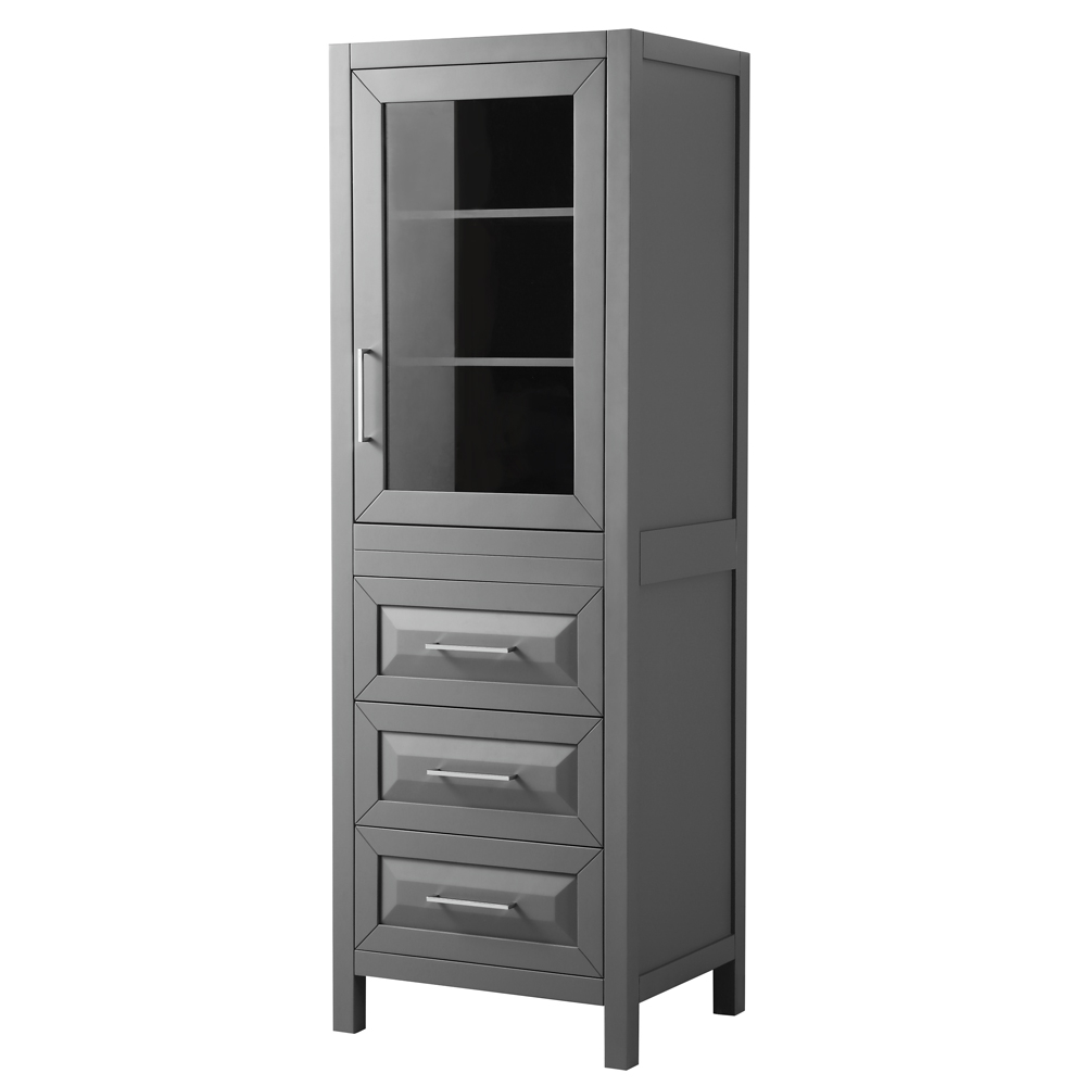 Linen Tower In Dark Gray With Shelved Cabinet Storage And 3 Drawers throughout Crafting Quality with Sheffield's 24" Linen Tower in Dark Gray